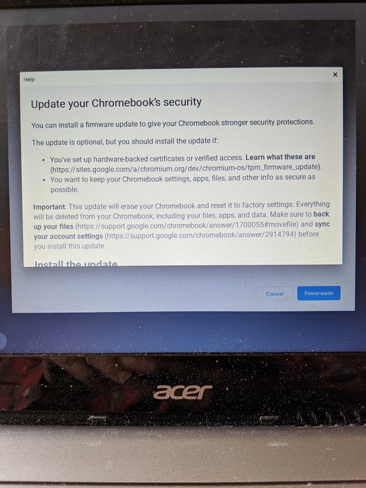 Update Chromebook Security